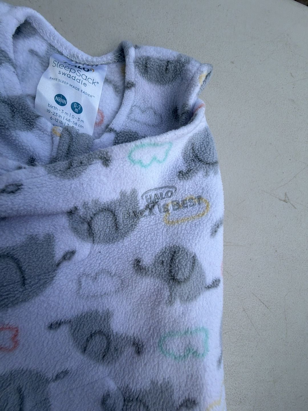 Halo Sleepsack Swaddle Size Newborn / 0-3m Elephant Micro-Fleece — image 3 of 4